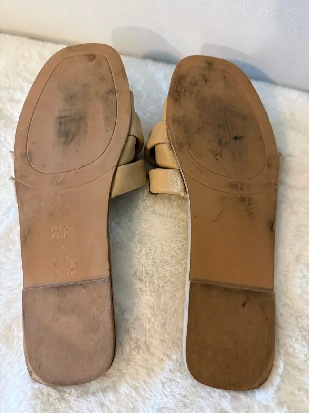 Zara Cream Padded Cross-Strap Slide Sandals - Picture 2 of 3